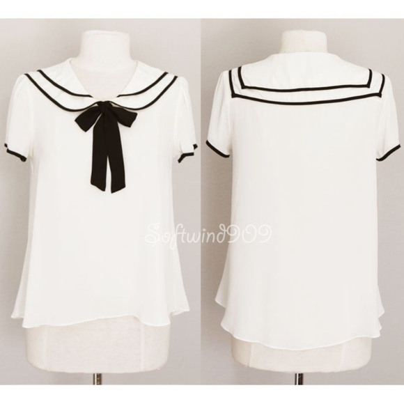 Lorena Rose Tops - Ivory Sailor Peter Pan Collar Goth Lolita Blouse